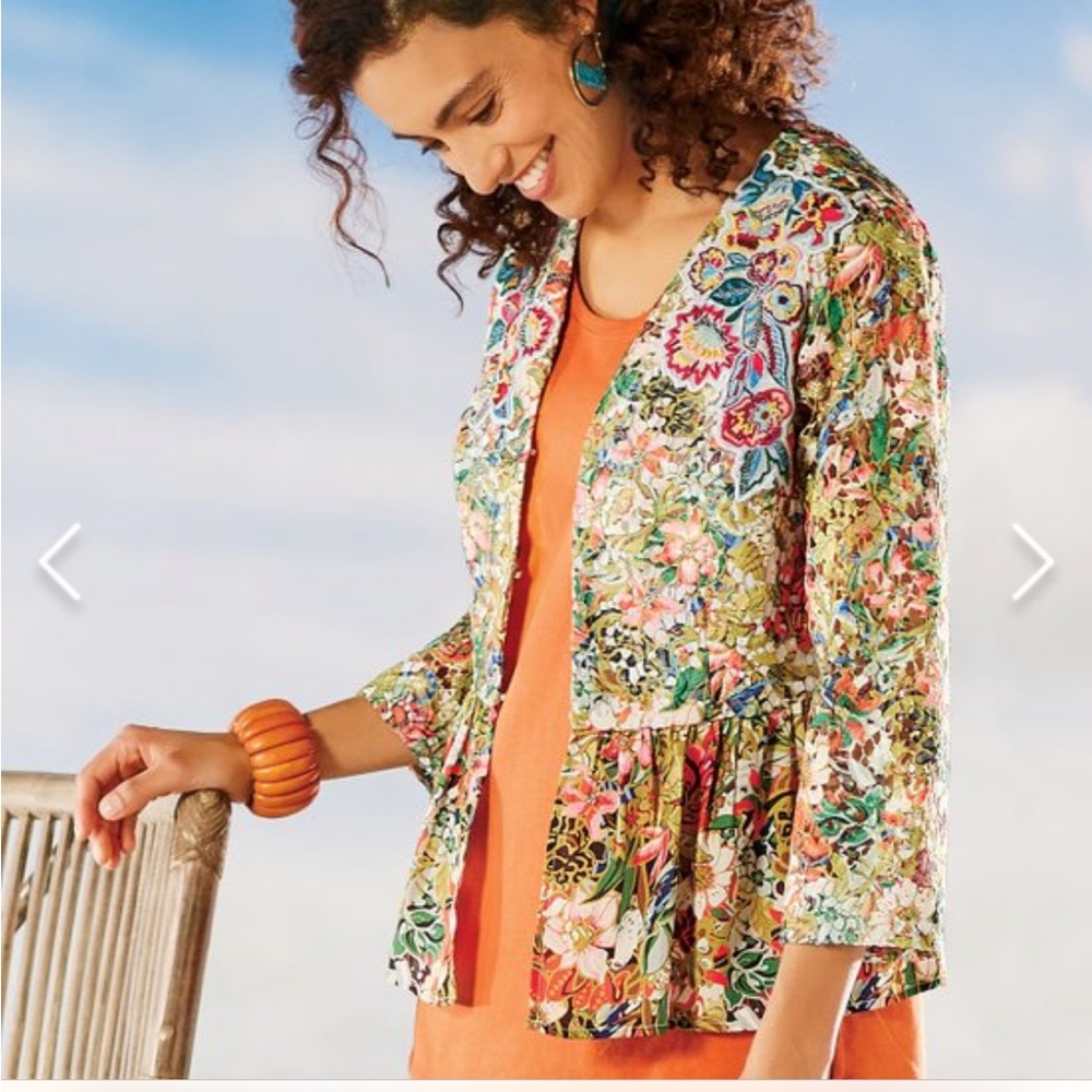 Soft Surroundings Floral Peplum Jacket